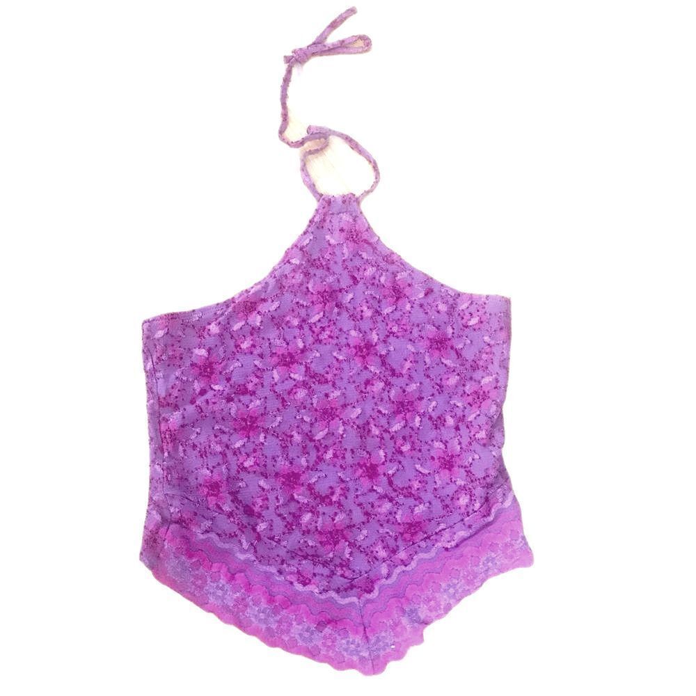 Topshop Floral Print Nylon Bandana Halter Top Size Small